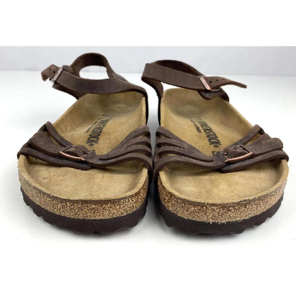 Birkenstock Sandals Women Bali Birkies Brown Habana Oiled Leather 37 240 L6 EUC - Picture 6 of 12